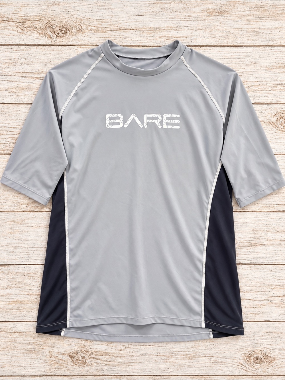 BARE Sunguard Short Sleeve UV Protection Shirt Gray Navy Men’s